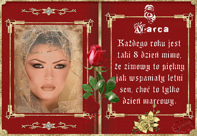 Książka z kobietą i wierszem na 8 marca